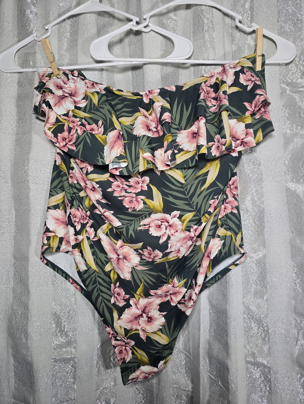 Floral One-Piece Swimsuit - Pink & Green